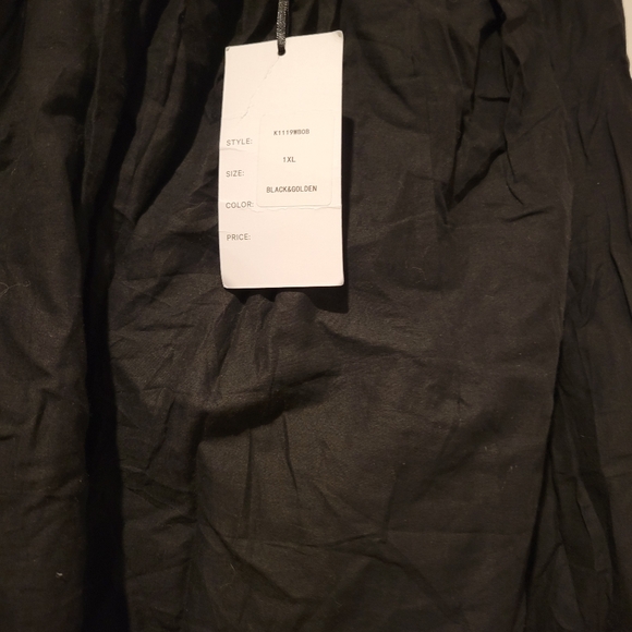 Unique Vintage Plus Size Black & Golden Eyelet Border Jayne Swing Skirt - 1X/16 - Picture 6 of 7